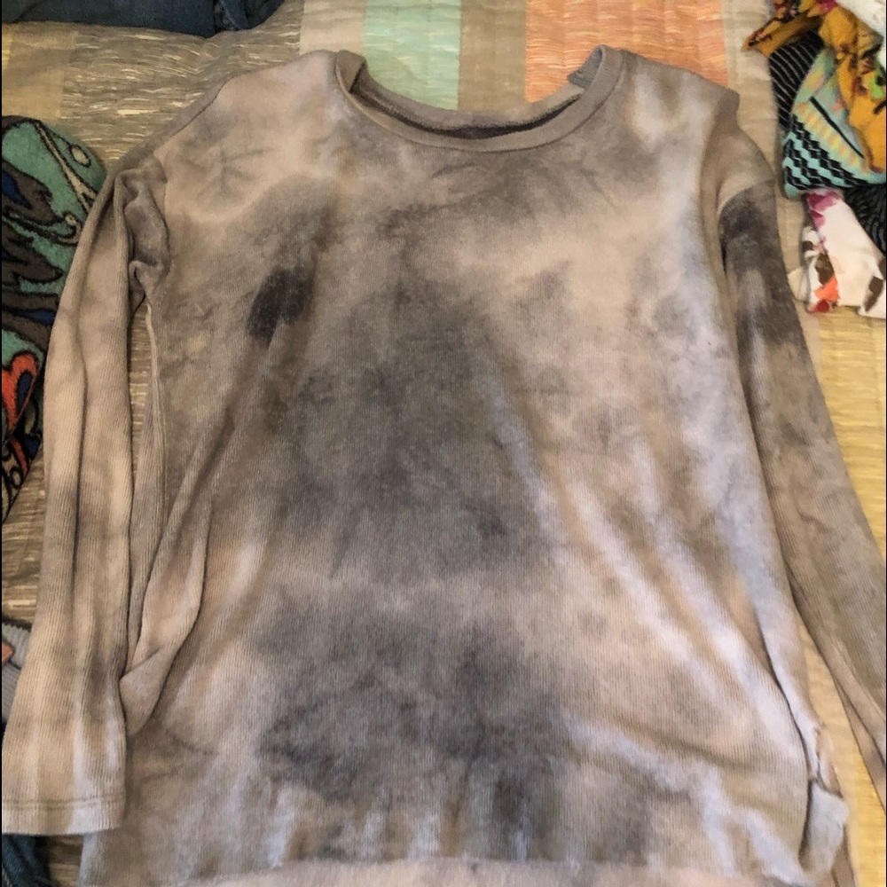 a grey tie dye long sleeve